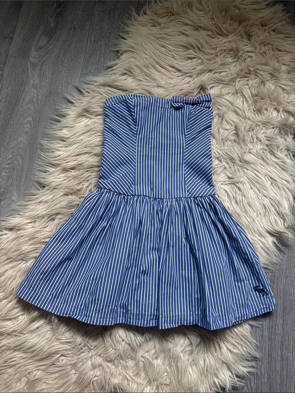 abercrombie kids Blue and White Striped Strapless Dress
